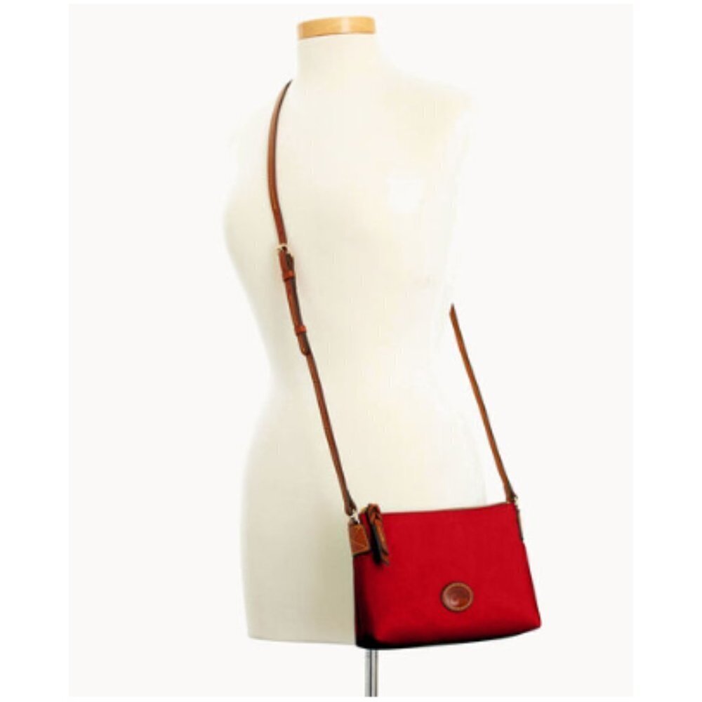 Dooney & Bourke Nylon Crossbody Pouchette Red & Brown New
